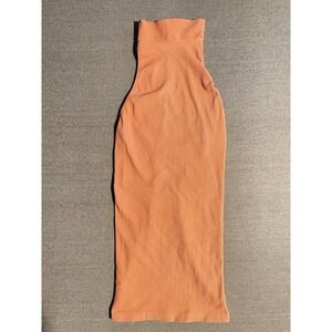 Ribbed Peach Bodycon‎ Midi Dress Women's S/P Sleeveless Stretch Fitted